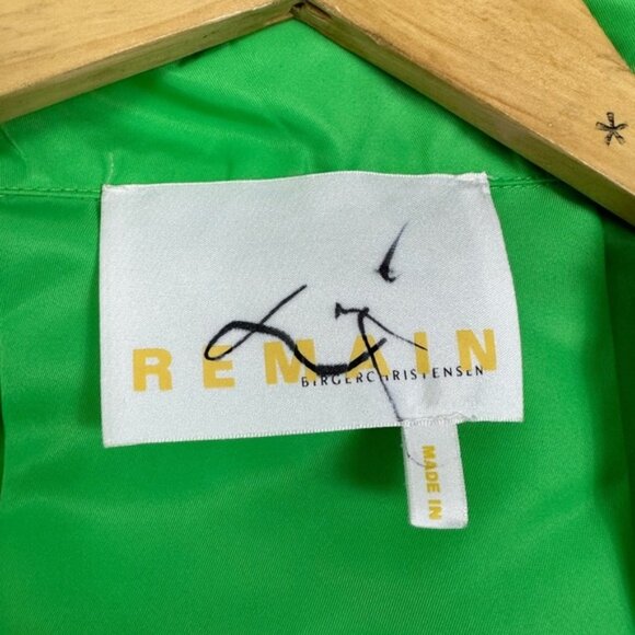 NEW Remain Birger Christensen Green Storm Mini Dress Size 4 Collared Bright NWOT - Picture 5 of 13